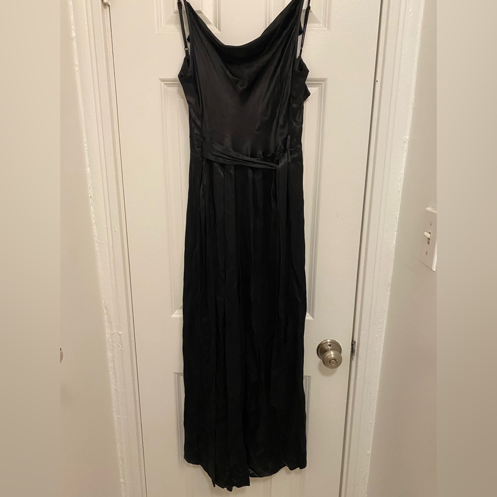 Anthropologie Blank London Black Satin Jumpsuit